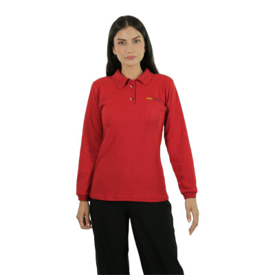 Playera Polo Dama, Roja Manga Larga